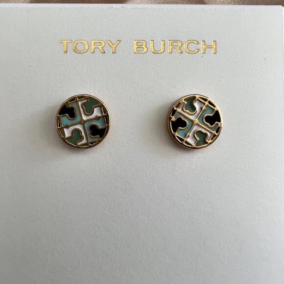 Amazon.com: Tory Burch Extra Large Logo Stud Earring Two  Tory Burch Stud Earrings